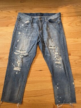 Lucky Brand Distressed Light Blue Slim Straight Jeans 12